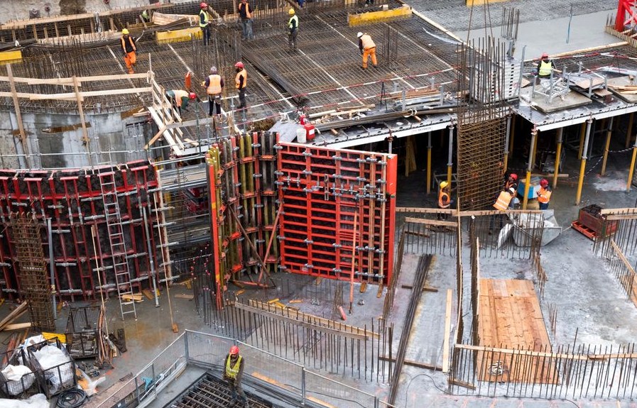 Photo of concrete slab and foundation installation work